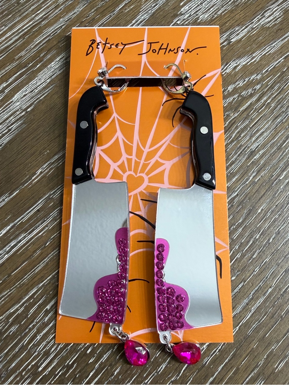 Betsey Johnson Halloween Cleaver Leverback Earrings